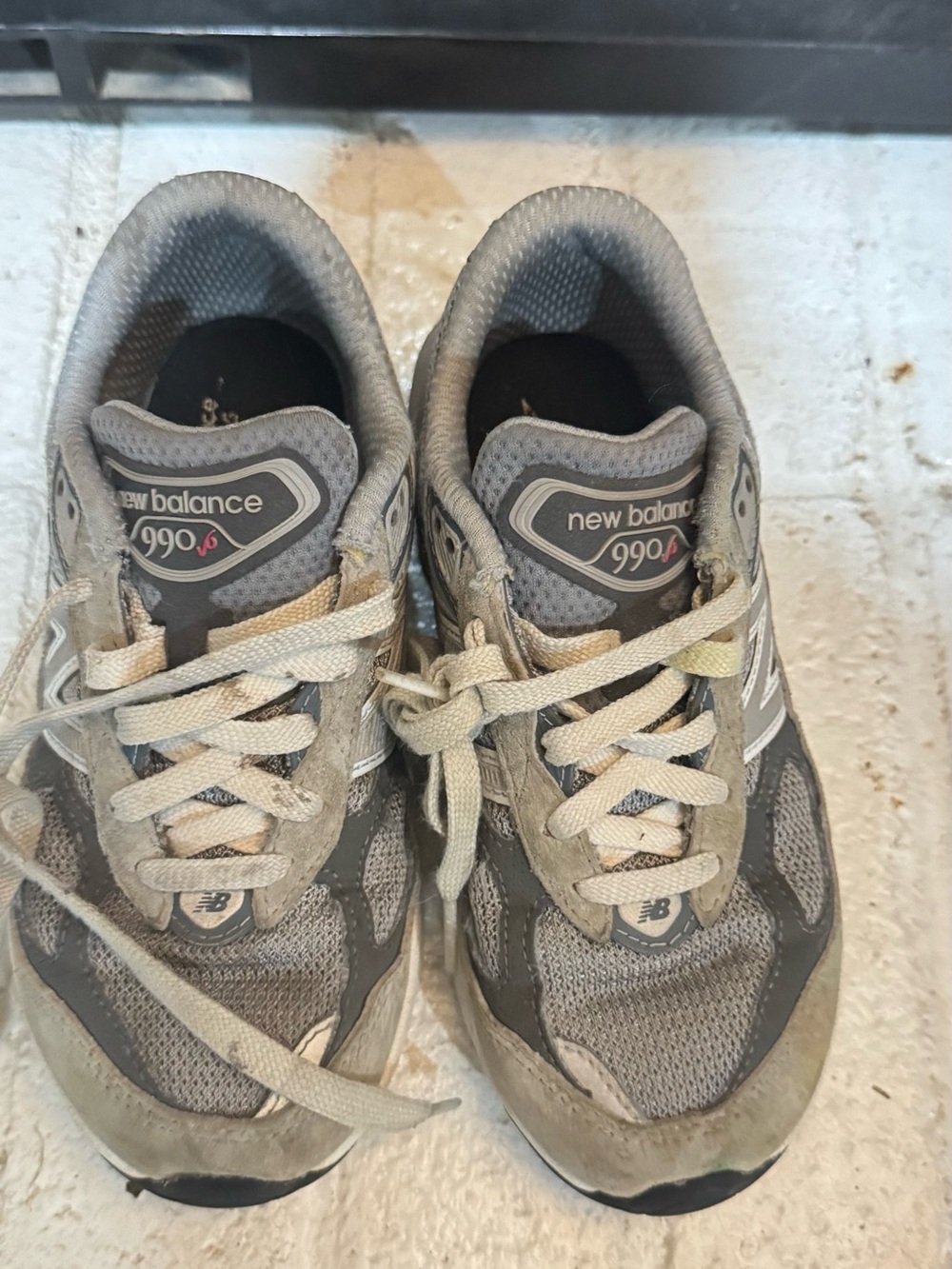 New Balance Light Gray Mesh & Suede Sneakers